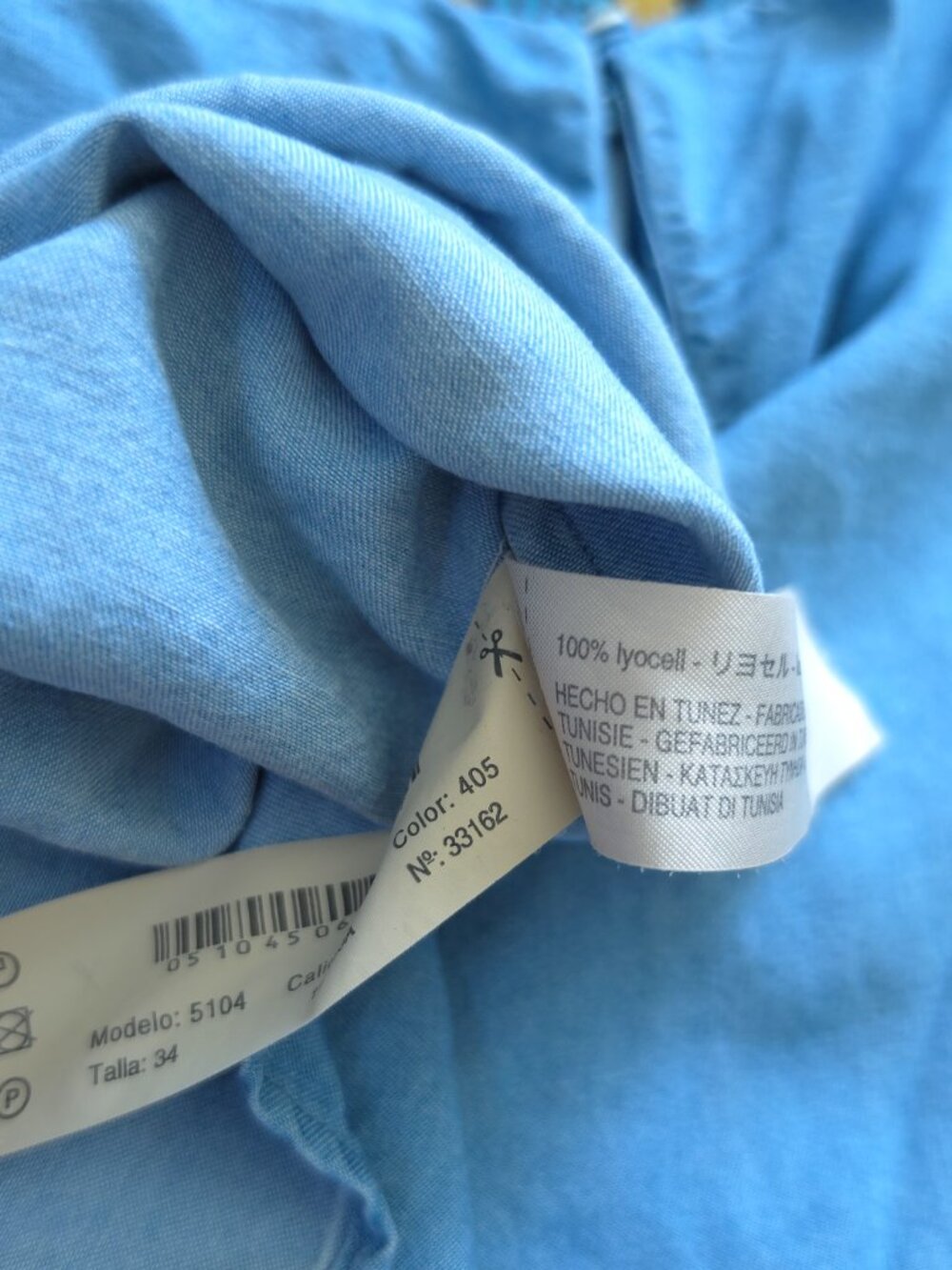 Massimo Dutti Chambray Boatneck Blouse w/ 3/4 Flutter Smocked Sleeves Size 2 EUC - Picture 3 of 7